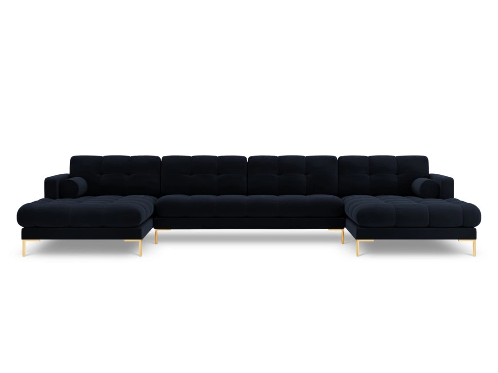 Cosmopolitan Design - Divano panoramico "Bali" 7 posti in velluto blu scuro 