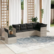 Set Divano da Giardino 6pz con Cuscini Grigio Chiaro Polyrattan 3217702