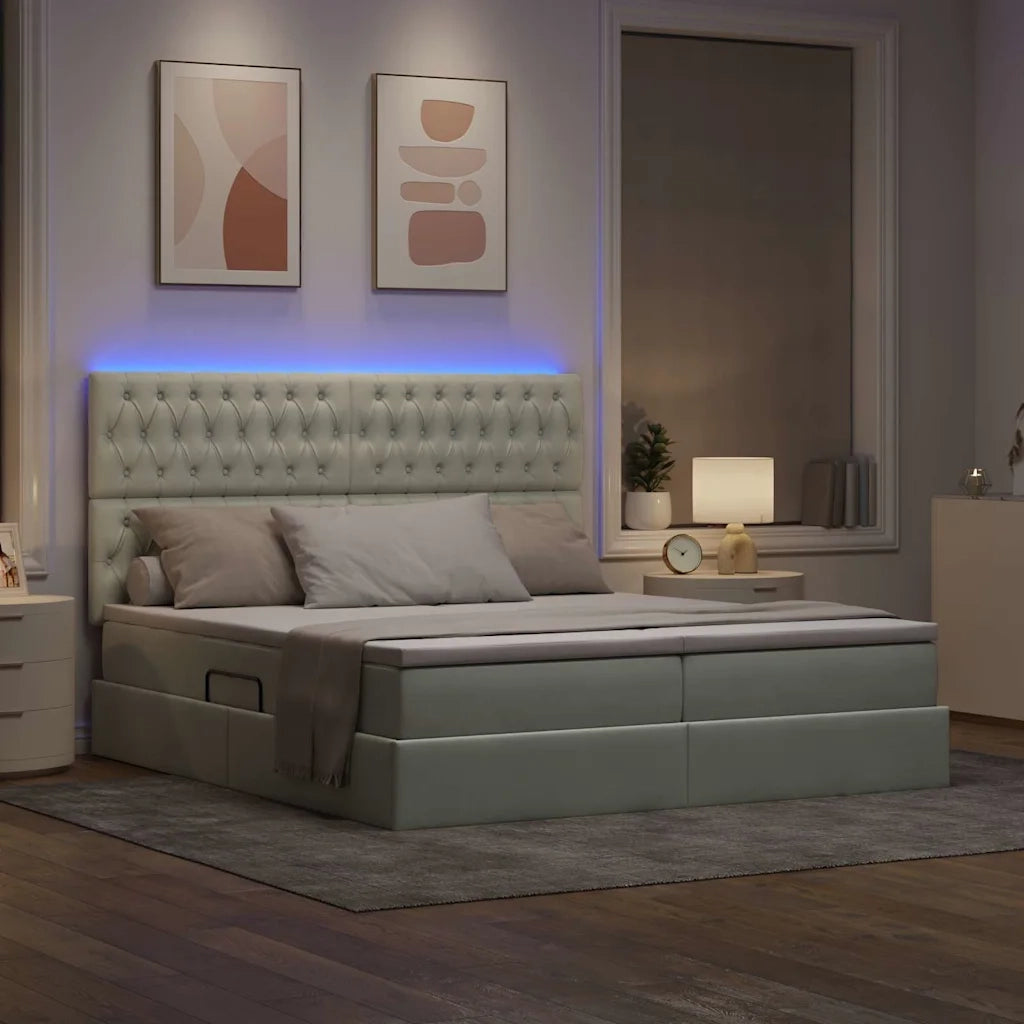 Letto con testiera Grigio chiaro 180 x 200 cm Velluto