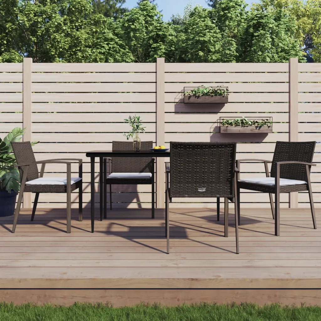 Set Pranzo da Giardino 5pz con Cuscini in Polyrattan e Acciaio 3186973