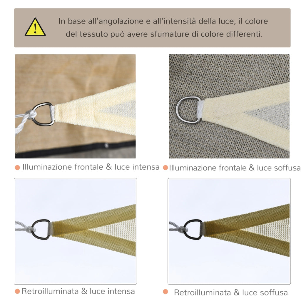 Tenda a Vela Triangolare Parasole per Esterni ¨C zephmum ¨C Crema Bianco Avorio 3x3x3 m