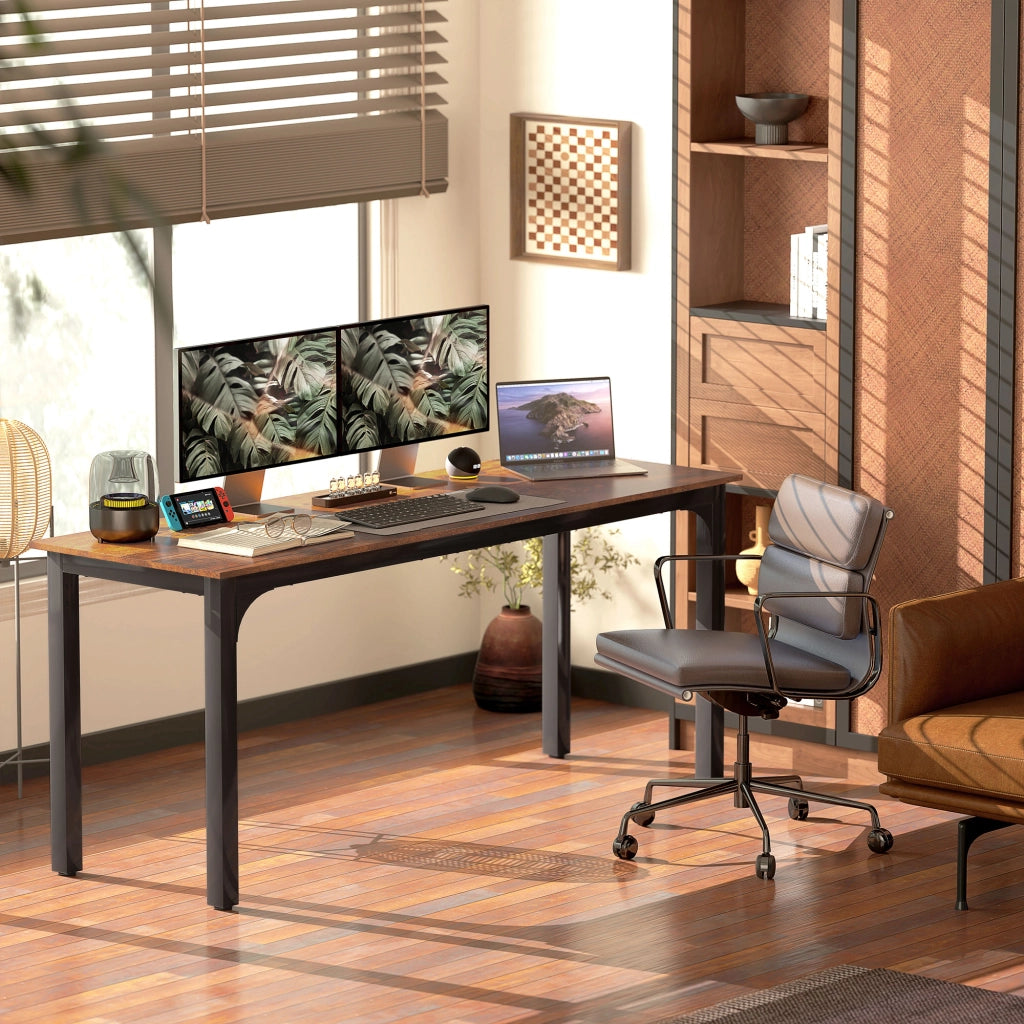 Scrivania da computer rustica in legno con cassetti ¨C Minimal ¨C marrone 100x50x75