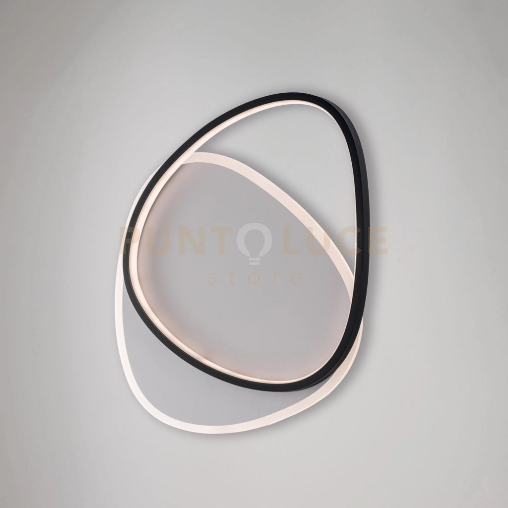 Plafoniera in metallo e alluminio bianco e nero con led integrato CCT + telecomando