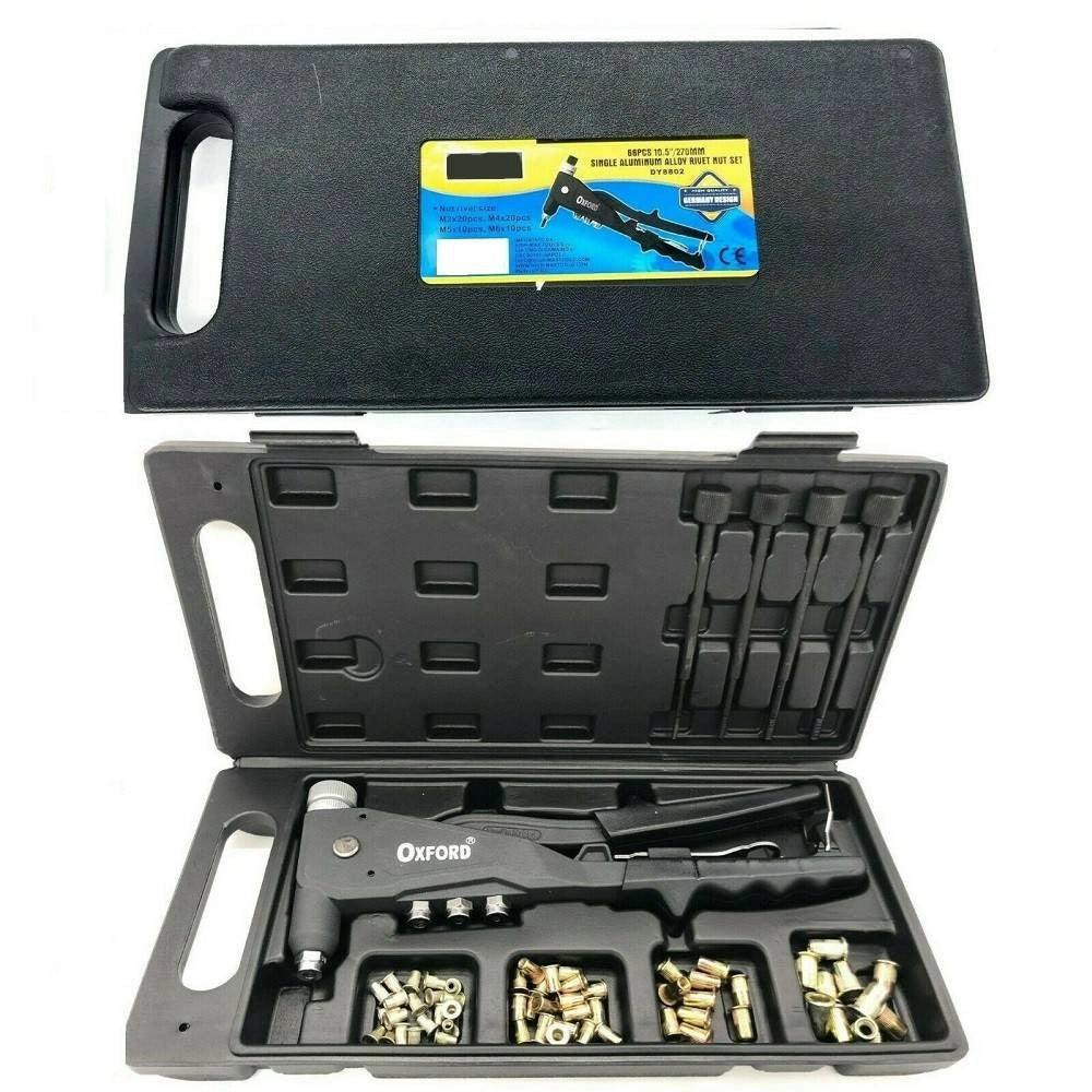 Trade Shop - Kit 66 Pz Rivettatrice Per Inserti Rivetti Filettati Filetti M3 M4 M5 M6 -
