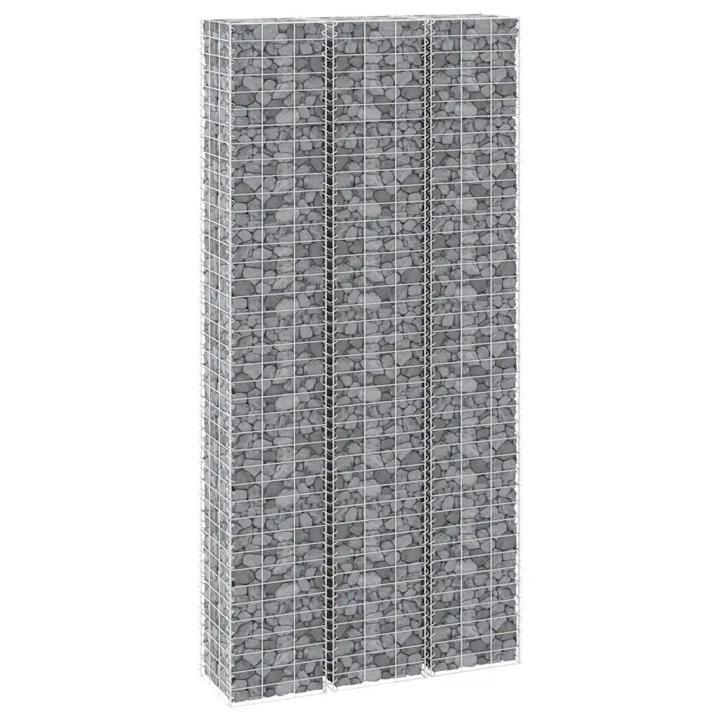Fioriere | Cassetta per fiori | Vaso Rialzate a Gabbione 3 pz 30x30x200 cm in Ferro