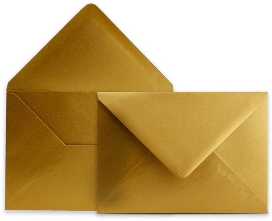Enveloppe DIN C6 oro - 50 pezzi - 11,4 x 16,2 cm - 90 g/m² colla naturale - senza finestra - finitura opaca - colorate - Buste