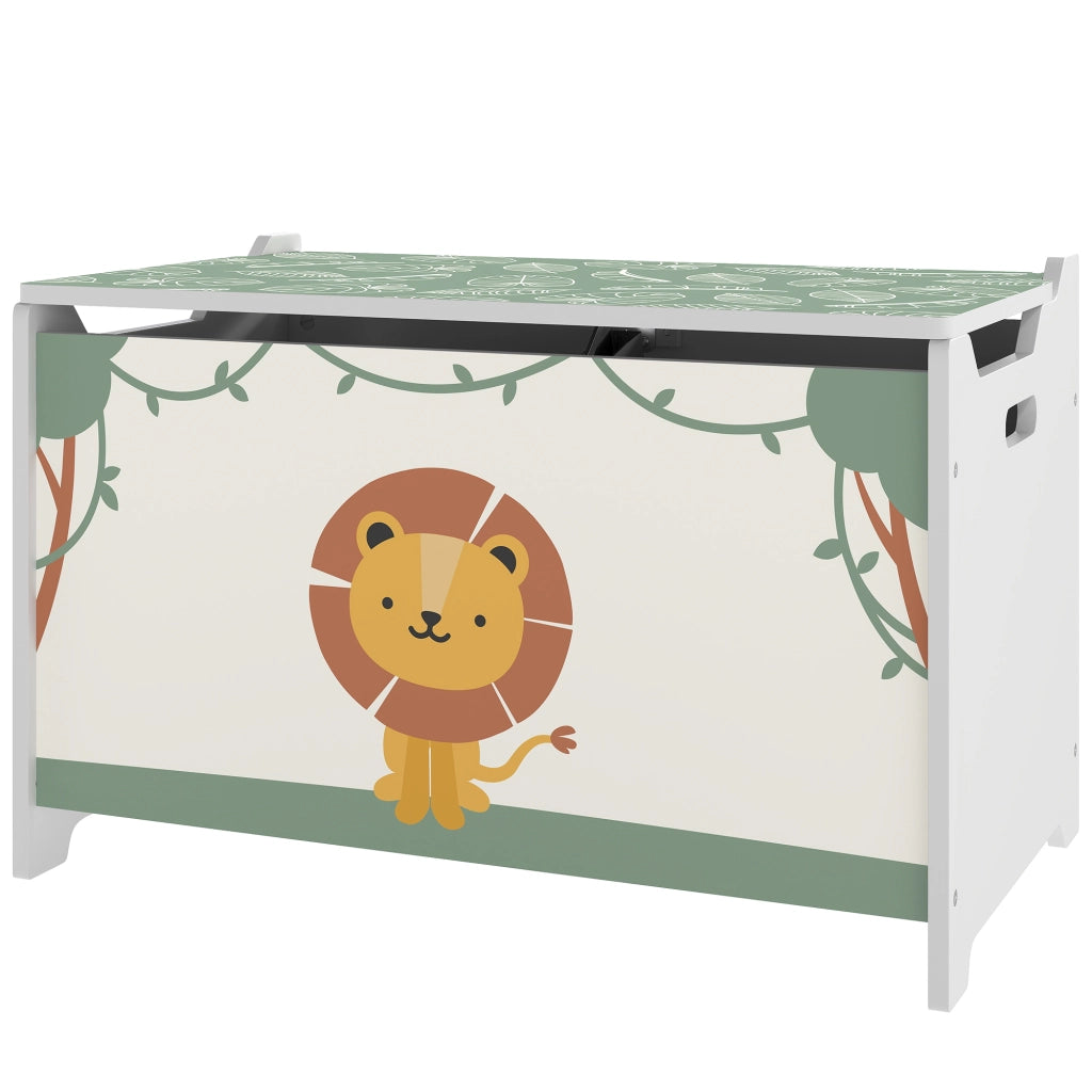 Baule Portagiochi con Coperchio per Bambini per Giocattoli e Vestiti, 60x37x39 cm, Verde