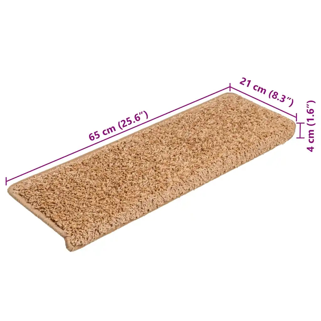 Tappetini per scale 20 pz 65x21x4 cm Beige Bordo rettangolare 3365853
