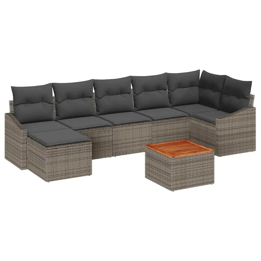 Set Divano da Giardino 8 pcs Grigio polyrattan