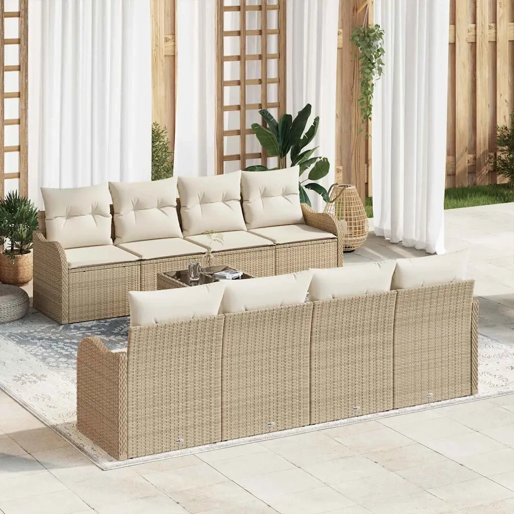 Set Divano da Giardino Beige 55 x 55 x 37 cm polyrattan