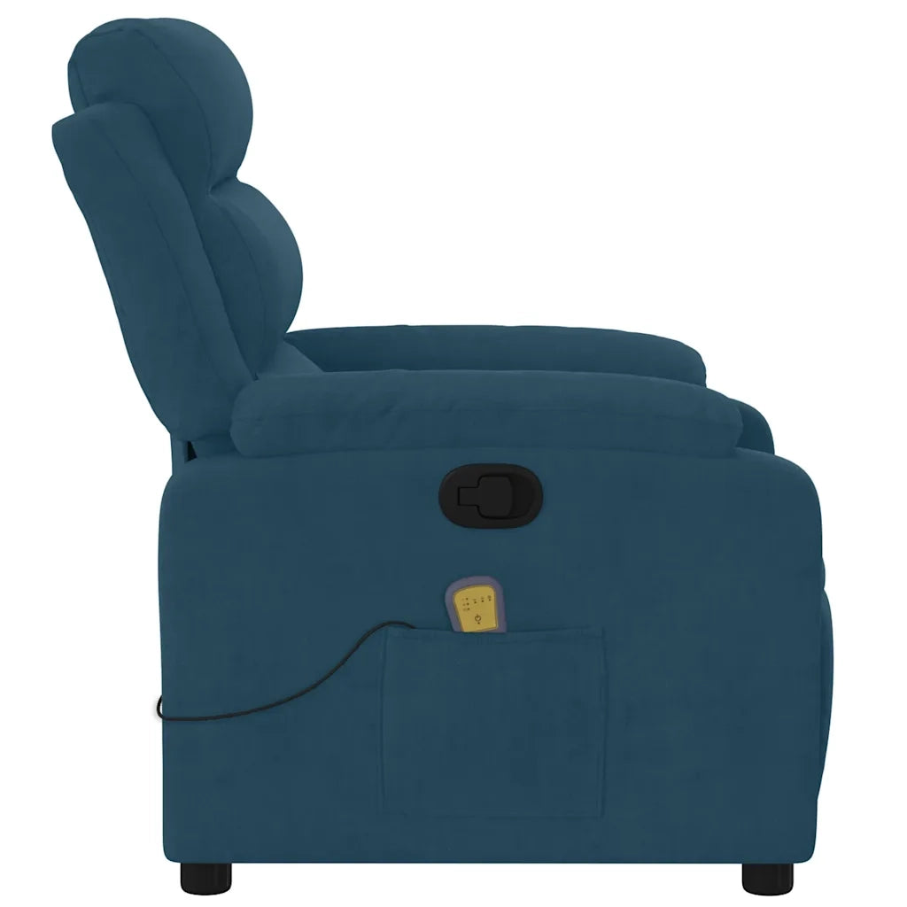 Poltrona Massaggiante Reclinabile Blu in Velluto 373521