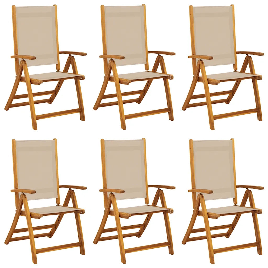 Sedie da Giardino Pieghevoli 6 pz Massello d'Acacia e Textilene 3279245