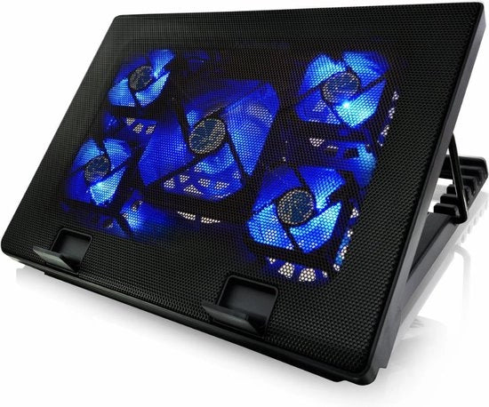 Raffreddatore Portatile per Laptop - 5 Ventilatori - Silenzioso - Ergonomico - Regolabile - Nero