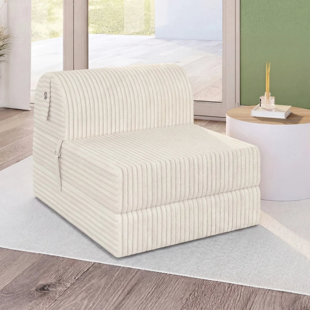 IDMarket - Sedia PALOMA in velluto a coste beige