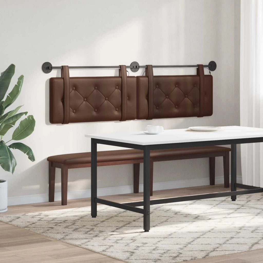 Testiera | Testata sospesa Con luce LED Marrone Similpelle