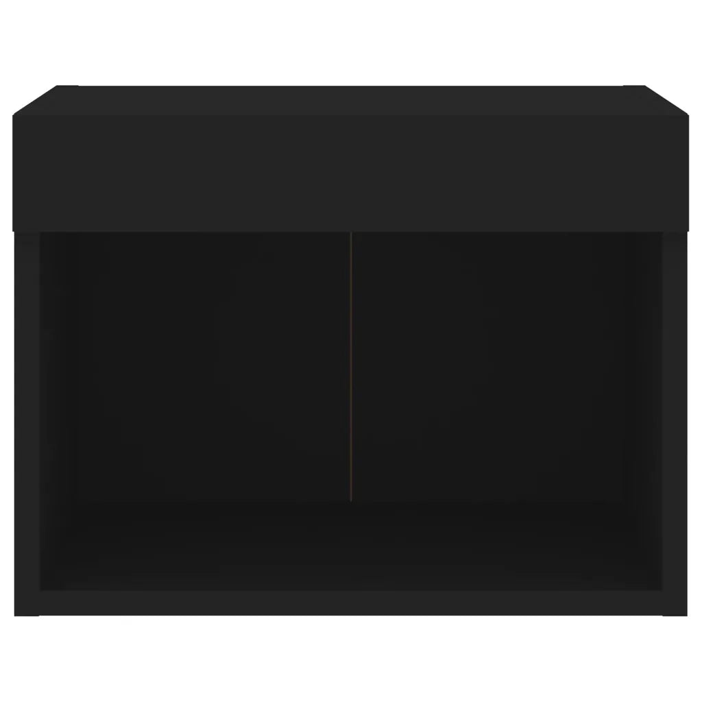 Comodini con Luci LED a Parete 2pz-Set di 2 Tavolino da notte Neri