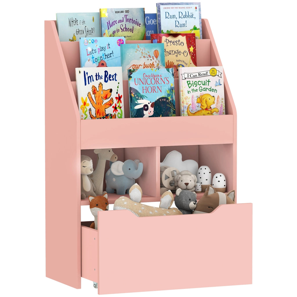 Libreria Bambini con Ripiani e Cassetto ¨C Minimal ¨C Rosa 60x30x90
