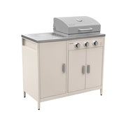 Modulo cucina da esterno in metallo con barbecue a gas a 3 bruciatori,