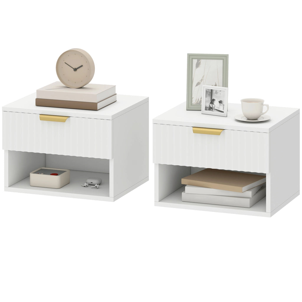 Comodini sospesi ¨C Minimal ¨C 2 pezzi, bianco, 40x34x29cm