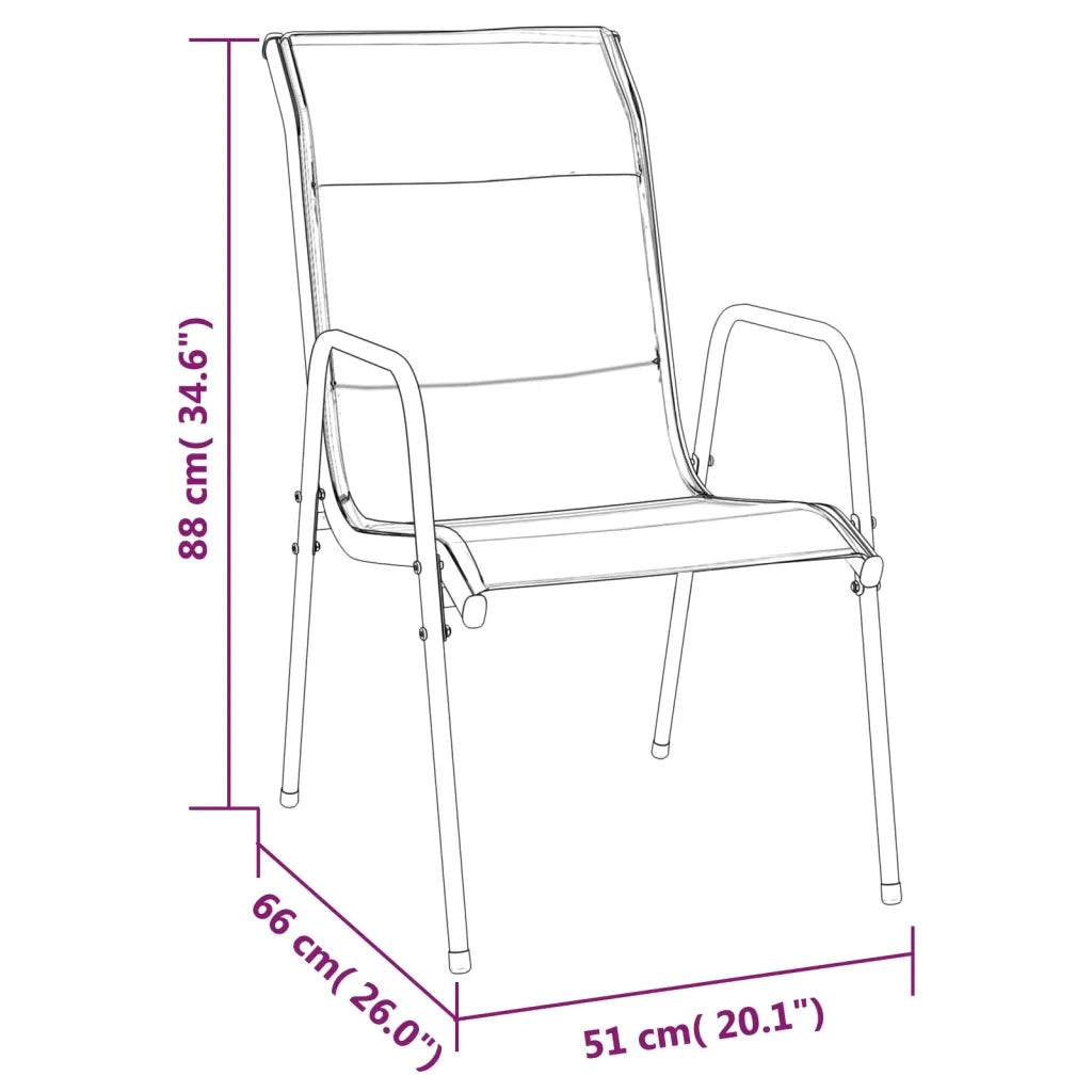 Set da Pranzo da Giardino 3 pz | Set Salotto da Giardino Nero in Acciaio e Textilene