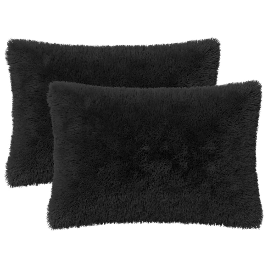 Cuscino con cuscino HEERLEN 2 pz Nero Fleece PV 927803