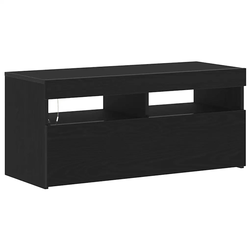 Mobile TV con LED Rovere Nero 90 x 35 x 40 cm Legno multistrato 862554