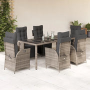 Set da Pranzo da Giardino 9 pz con Cuscini in Polyrattan Grigio