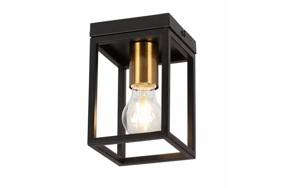 Plafoniera industriale nera ottone Cage Reality E27 40W