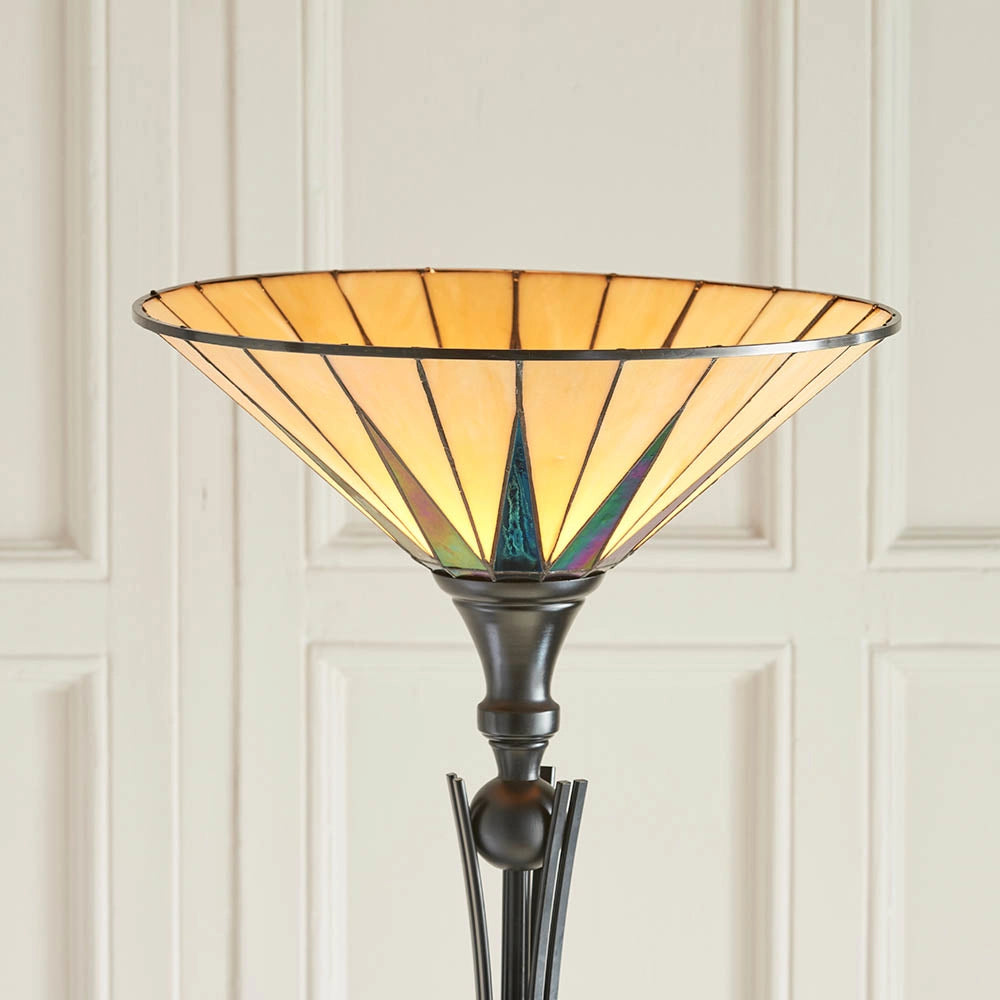 Lampada da terra vetrata Tiffany Dark Star nera E27 60W