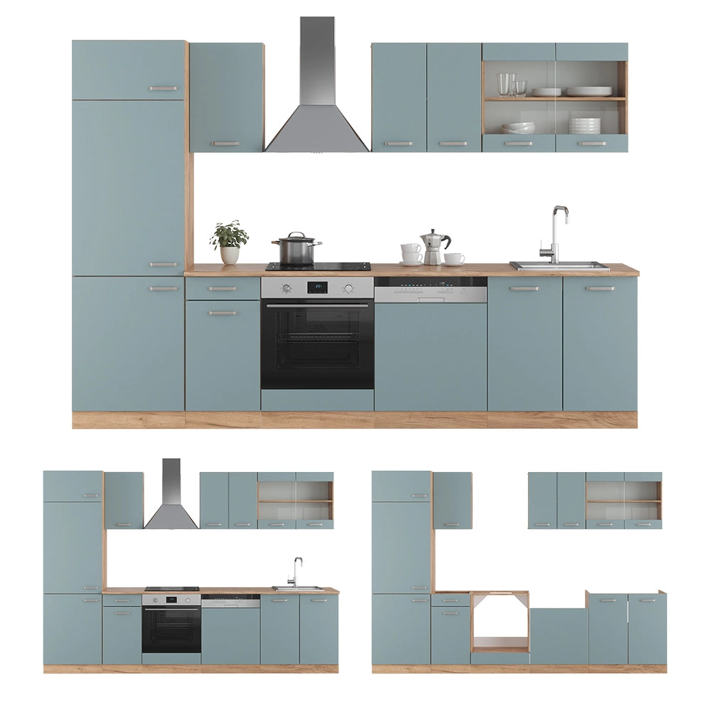 Vicco Cucina componibile Rovere blu-grigio/oro 300 cm , PL Rovere
