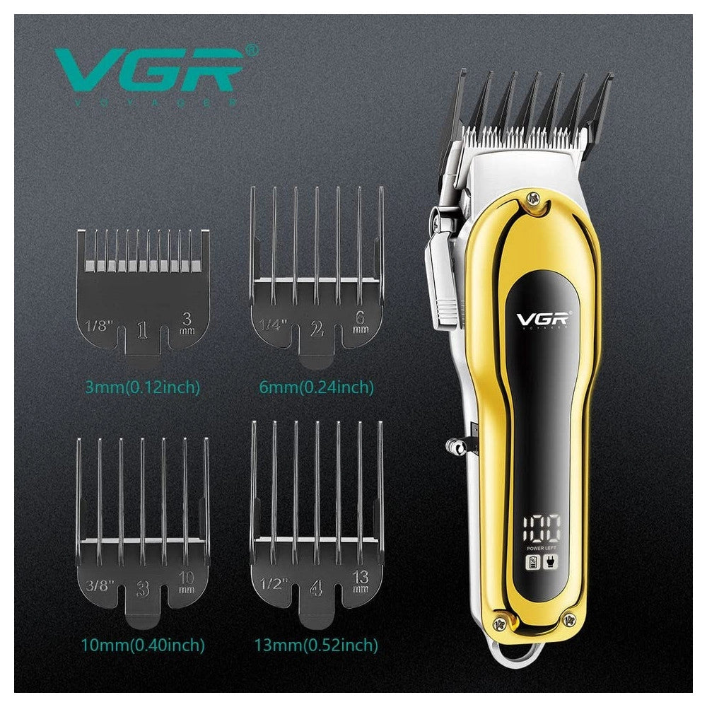 Trade Shop - Tagliacapelli Elettrico Trimmer Barba Regolabile Professionale Vgr V-680 Display -