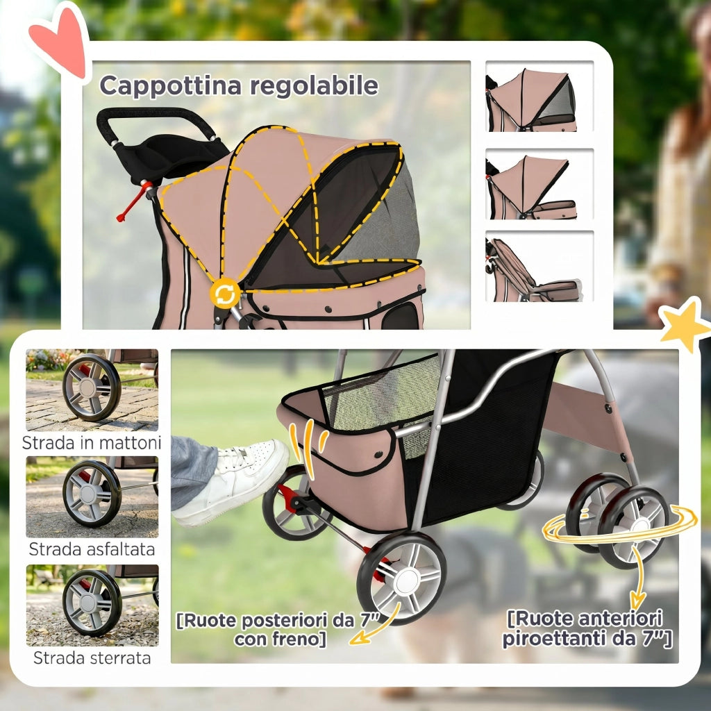Cuscino Lavabile per Passeggino Cani ¨C Minimal ¨C Grigio