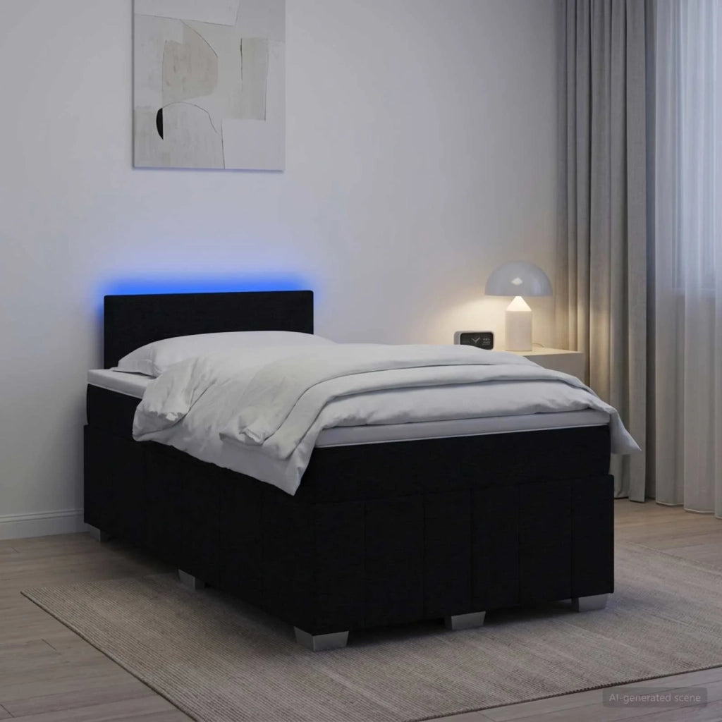 Letto box spring con materasso Nero 120 x 200 cm Tessuto 3452651