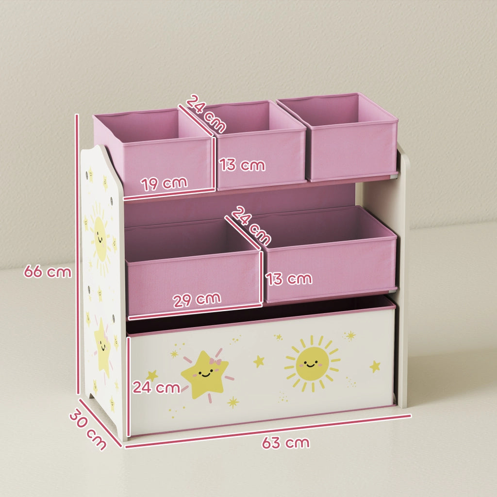 Scaffale per bambini con 6 contenitori in tessuto ¨C Minimal ¨C rosa