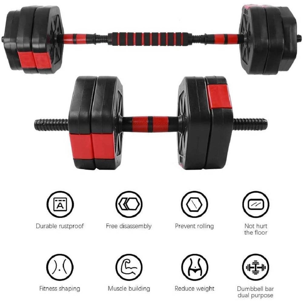 Trade Shop - Set Manubri Bilanciere Con Biella Regolabili 25kg Allenamento Corpo Palestra Casa -