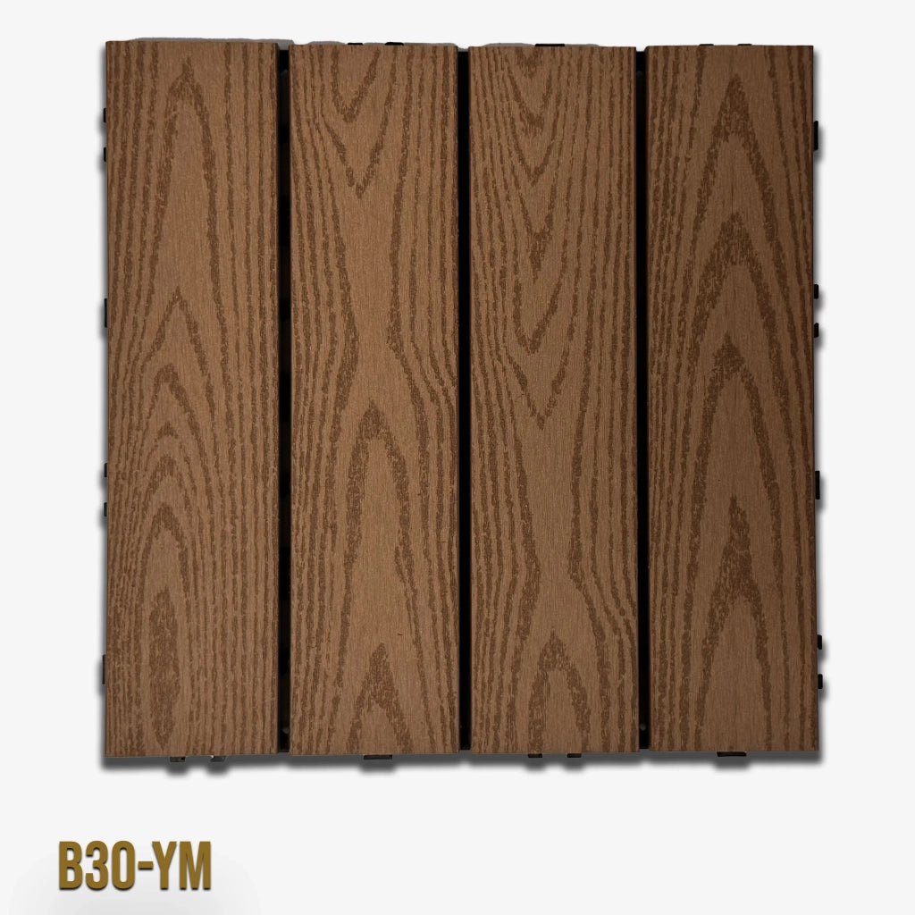 1mq (11 pezzi) di Pavimento Quadrotte in decking WPC da esterno 30X30cm (sp.2cm) inclusa struttura CLICK - B30-YM