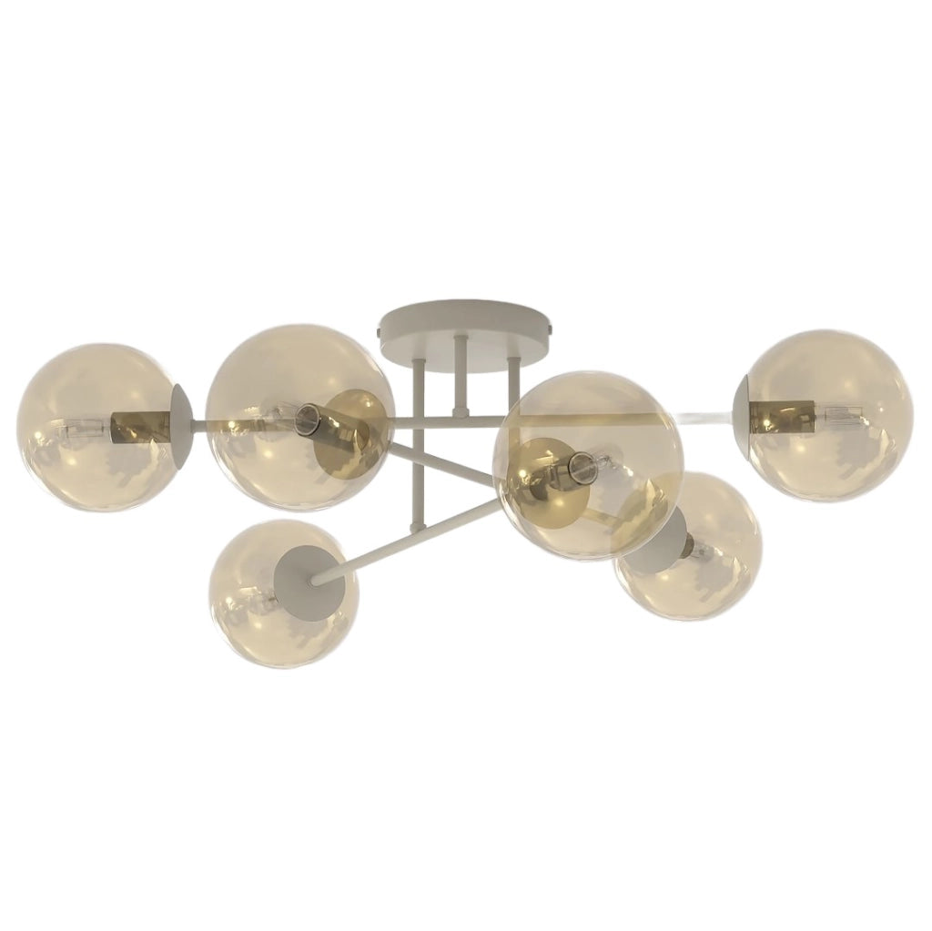 Lampada a soffitto ROMA 6xE14 sfere vetro beige Emibig