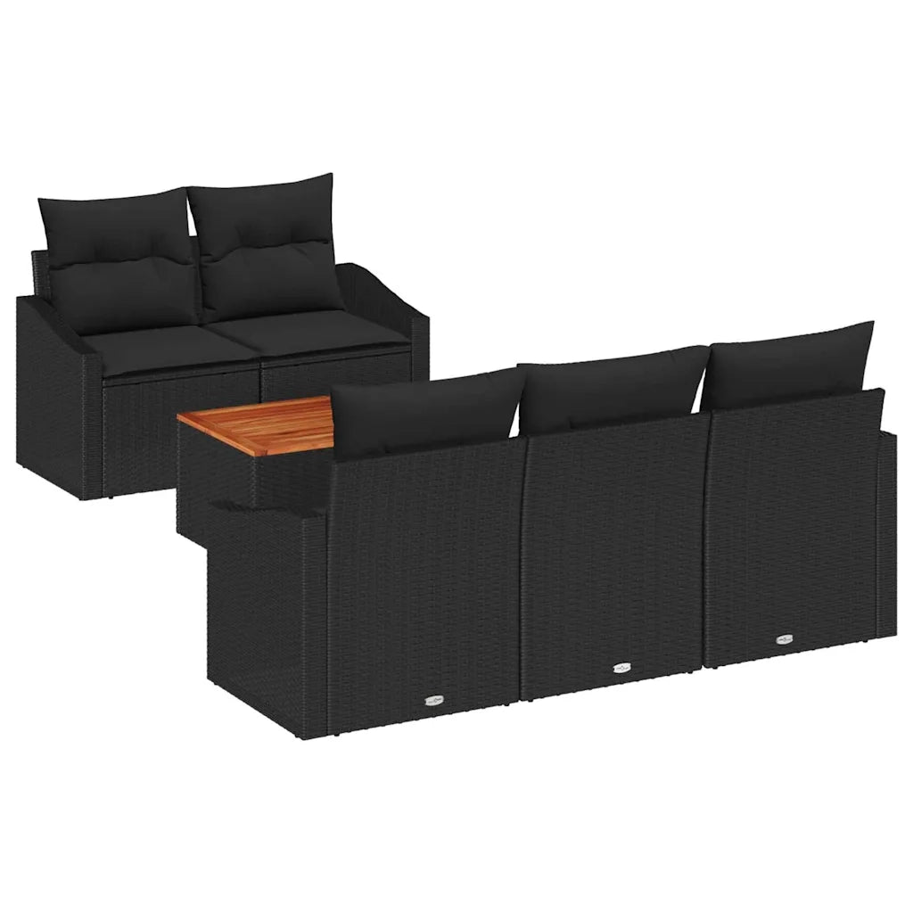 Set Divano da Giardino con archiviazione 6 pcs Nero polyrattan 3356441
