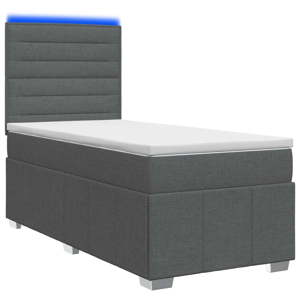 Letto Box Spring LED con Materasso Grigio Scuro 80 x 200 cm 3455466