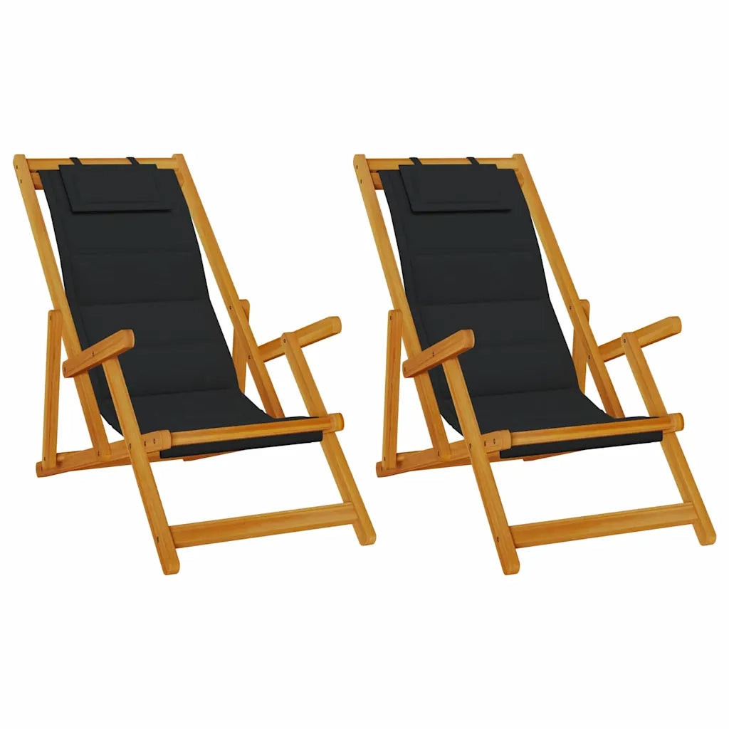 Sedia da spiaggia 2 pcs Marrone Legno di Acacia Massello 3325140