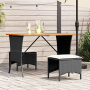 Set da Pranzo da Giardino 3 pz con Cuscini Nero in Polyrattan 4104135