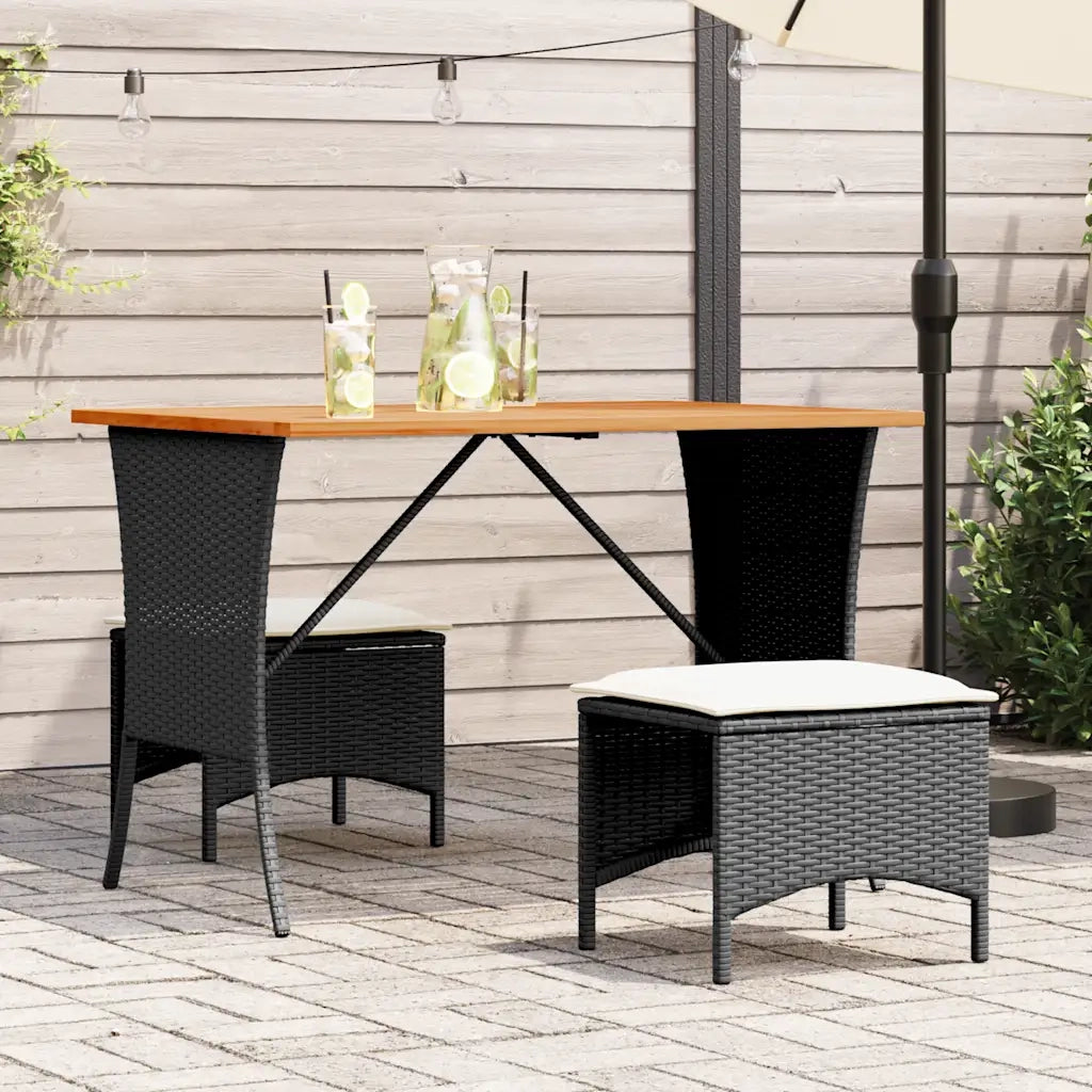 Set da Pranzo da Giardino 3 pz con Cuscini Nero in Polyrattan 4104135
