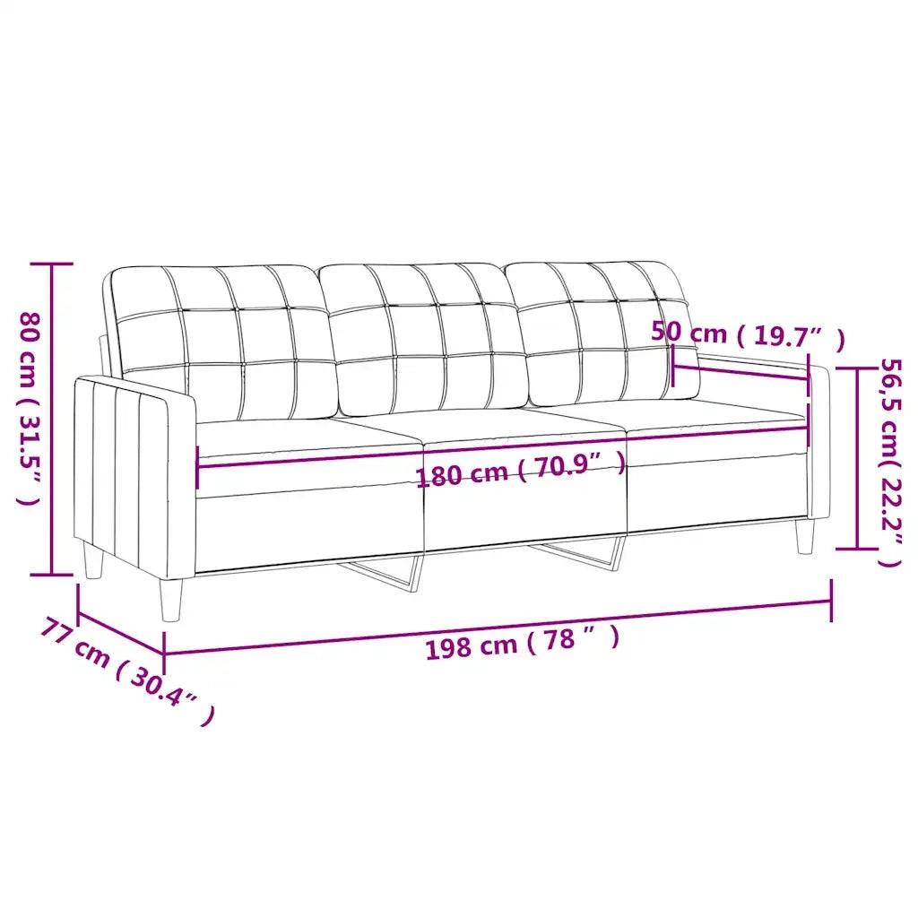 Divano a 3 Posti-Sofa 3 Posti Grigio Chiaro 180 cm in Tessuto 676162