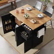 Tavolo da Pranzo con Vano Contenitore e Ripiani ¨C MINIMAL ¨C Nero, Effetto Legno