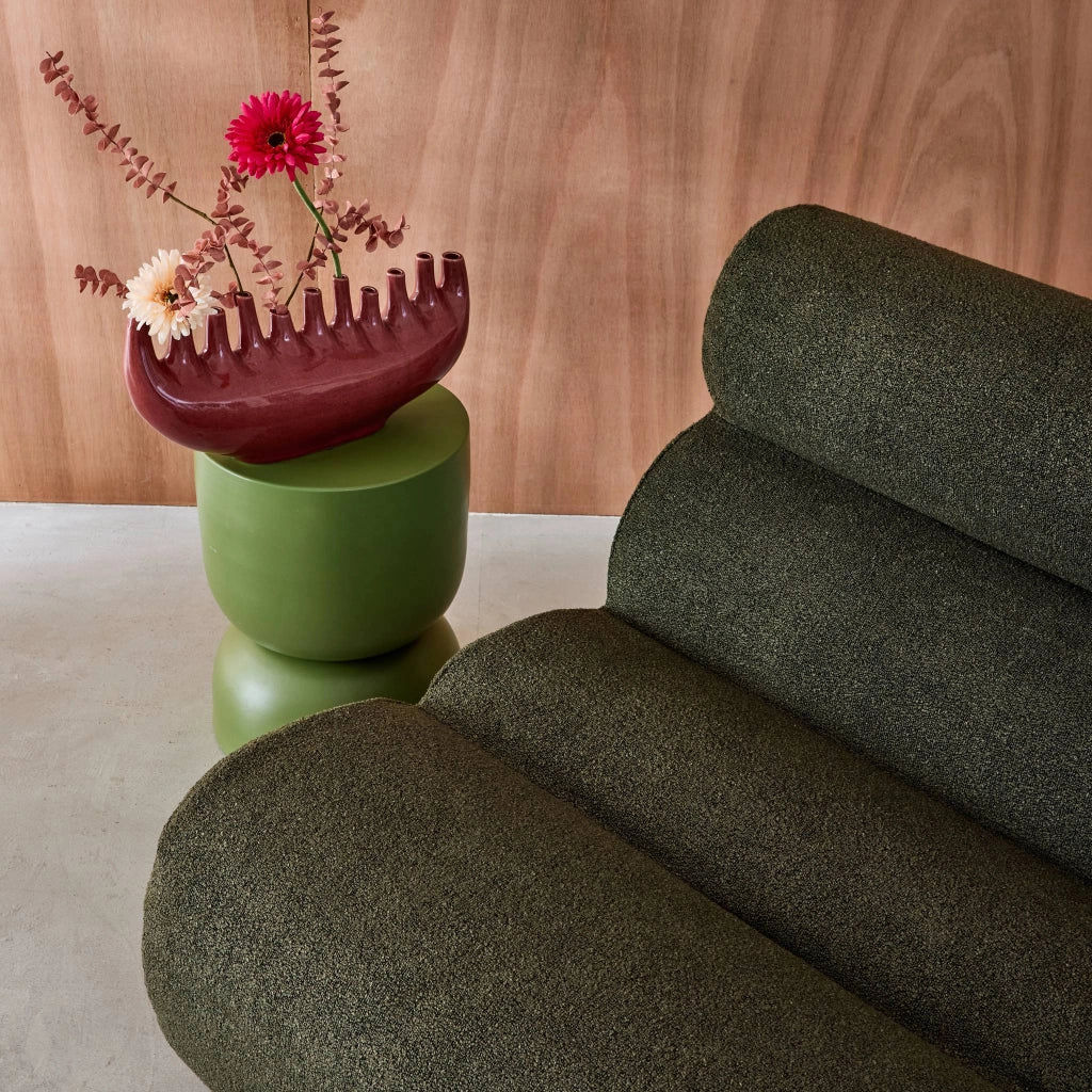 Divano modulare effetto alpaca, 3 posti, verde kaki
