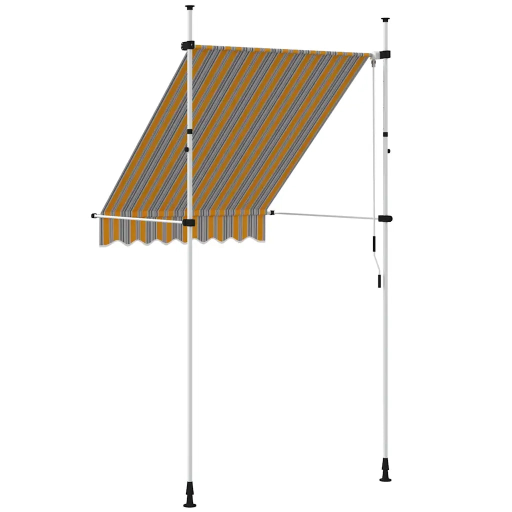 Tenda da Sole | Tenda parasole Retrattile Manuale 150 cm a Strisce Blu e Gialle