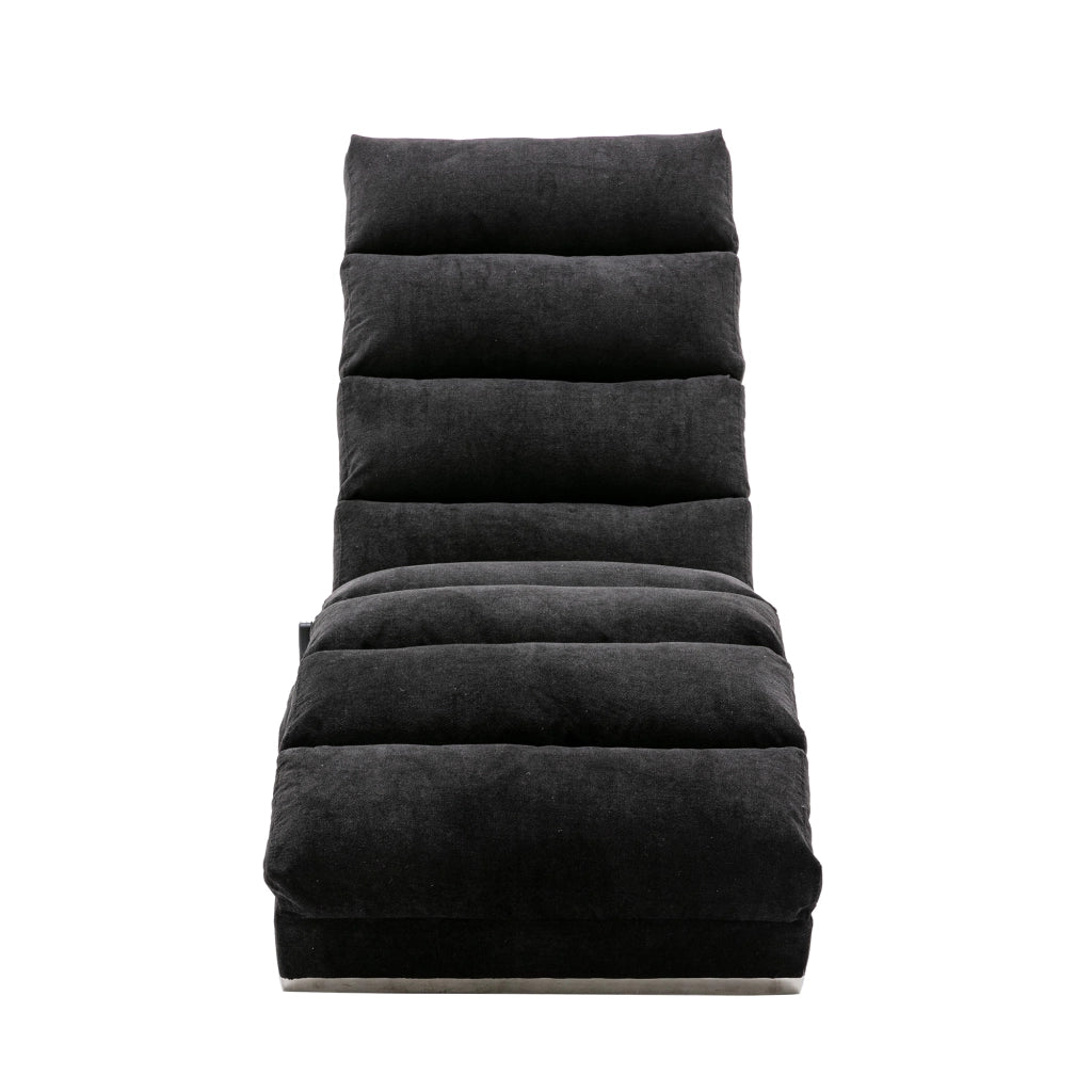 Chaise longue in lino nero poltrona massaggiante con vibrazione 148x55x84 cm