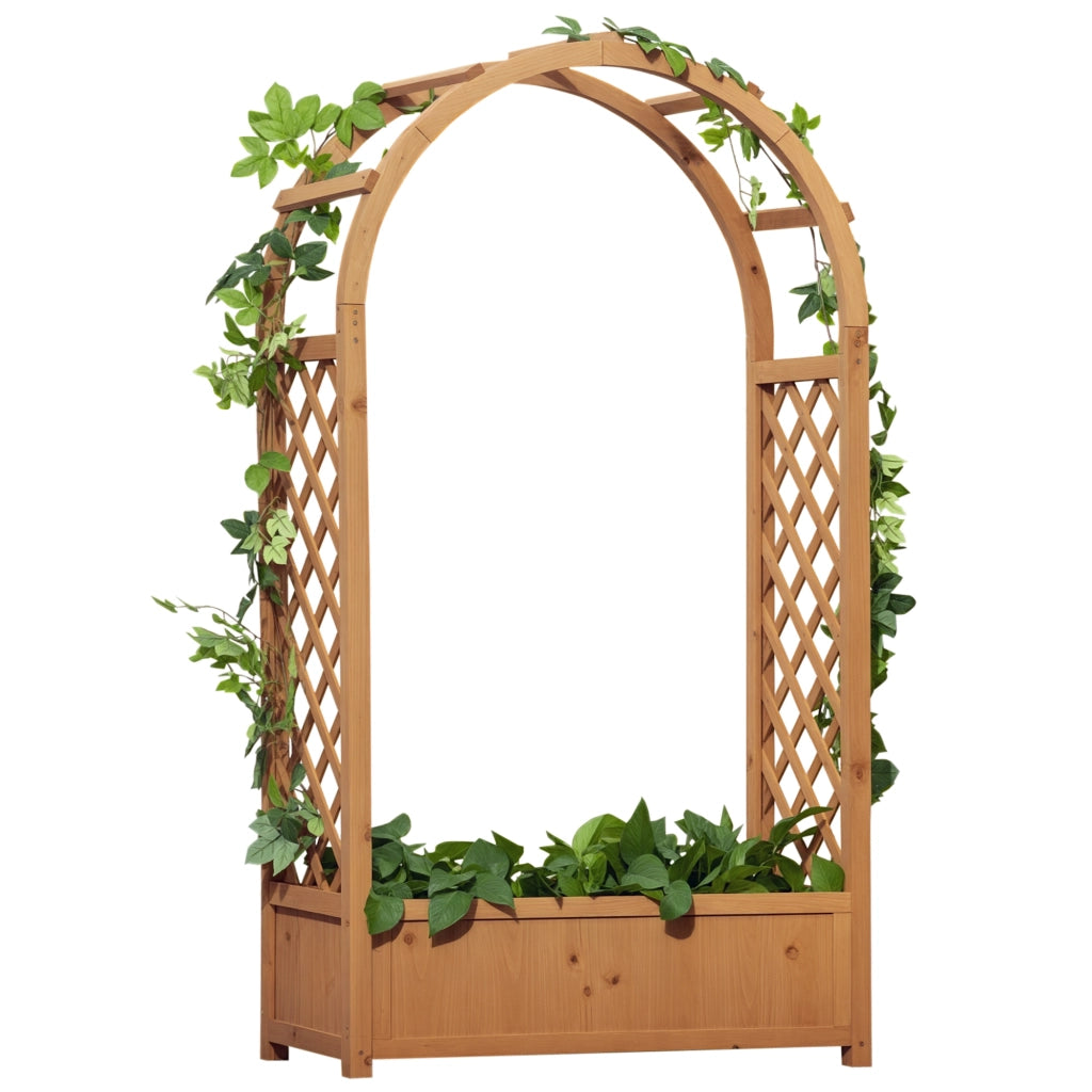 Fioriera con Arco per Rampicanti ¨C Xylo ¨C Legno Abete Marrone 83x36x152cm