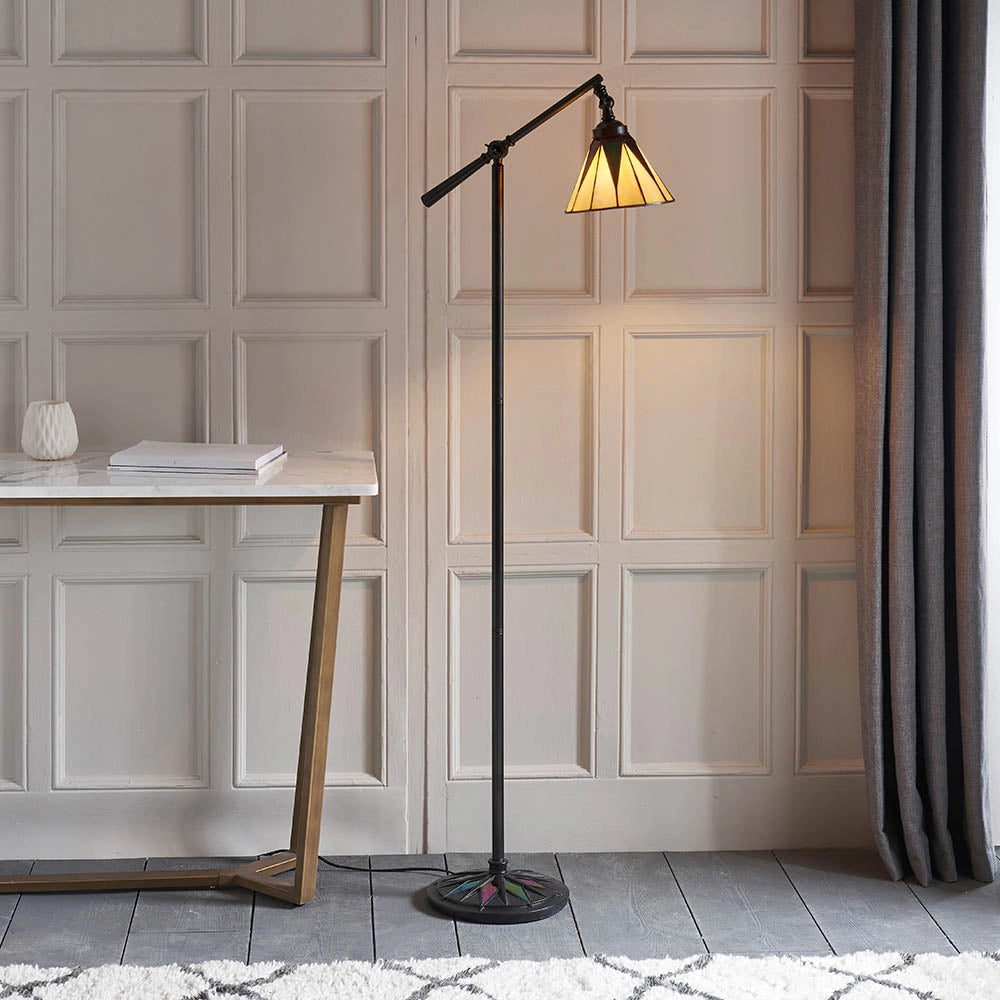 Lampada da terra Tiffany vetrata DARK STAR nera 1xE14 40W