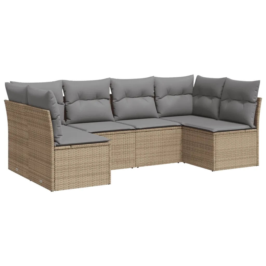 Set Divano da Giardino 6 pz con Cuscini Beige in Polyrattan 3249228